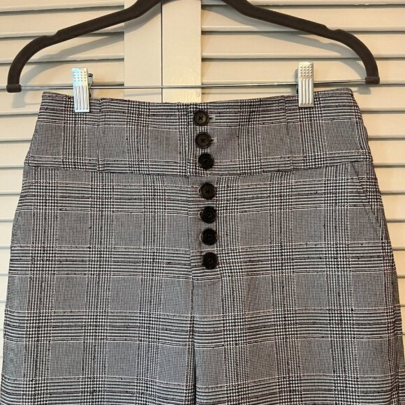 NWT Joie 'Abony' Glen Plaid Straight Leg Cropped Trousers pants 6 grey - Picture 3 of 8